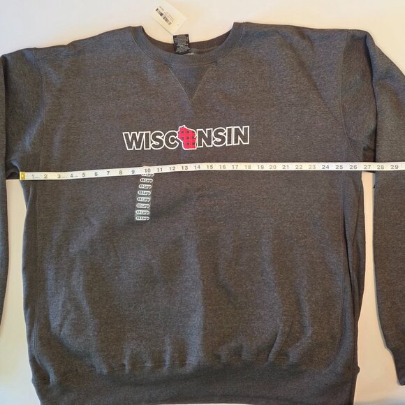 NWT - Signature Concepts Wisconsin Plaid Crew Sweatshirt, 2XL, Charcoal Gray - Picture 5 of 12